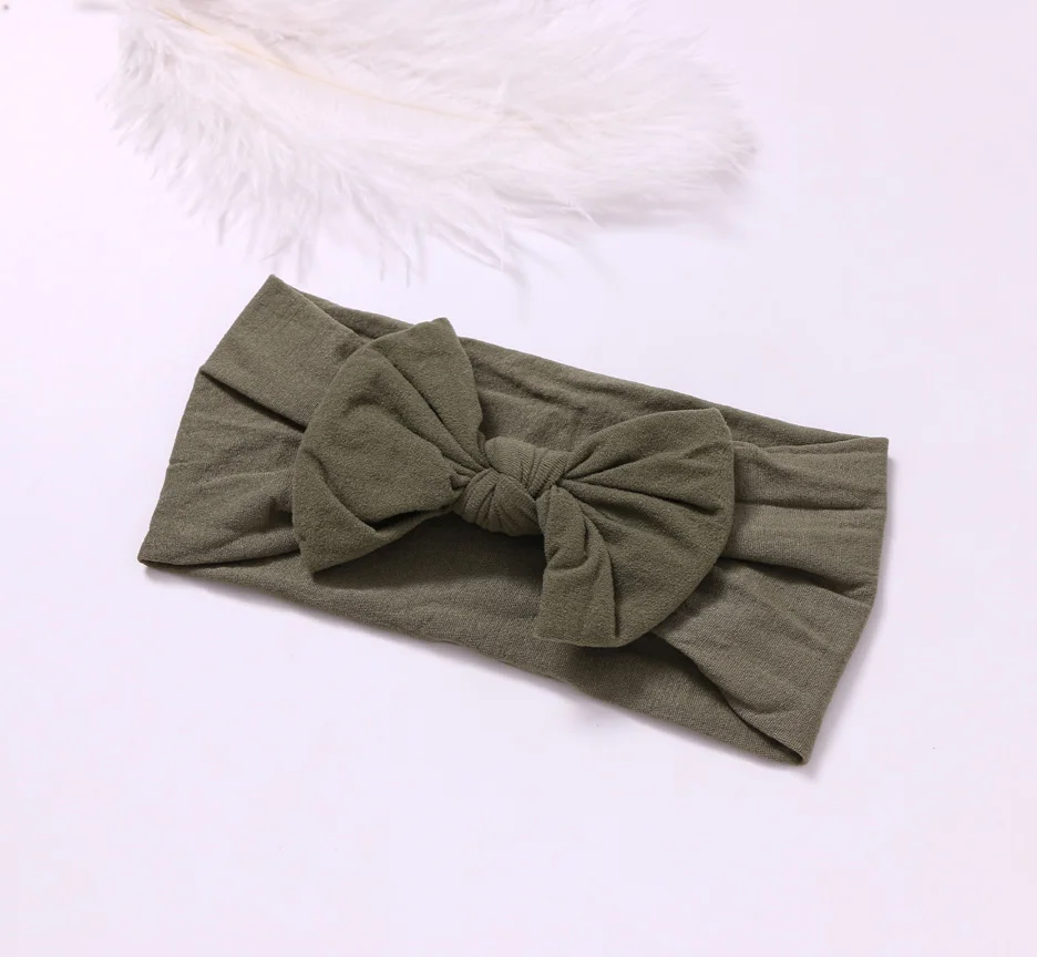 Style C-Olive Нейлон обруч с бантом, универсальный размер, Узел Лук нейлоновые оголовья, широкие нейлоновые головные уборы вы выбираете цвет - Цвет: Style C-Olive