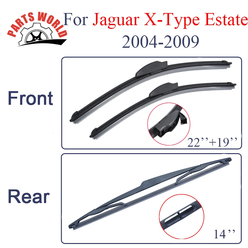Резиновые передние и задние щетки стеклоочистителя для Jaguar X-type Estate 2004-2009, стеклоочистители, автомобильные аксессуары
