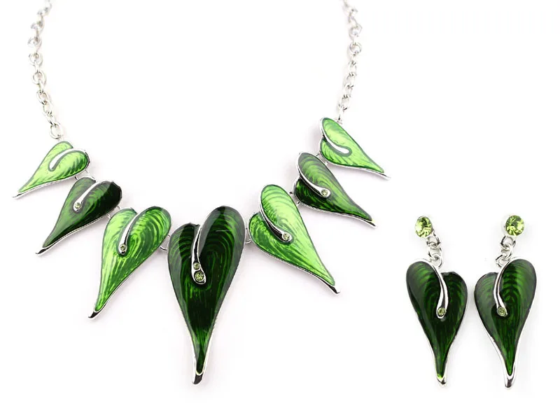 Ожерелья покрытые эмалью листья ожерелье и серьги набор ювелирных изделий оптом