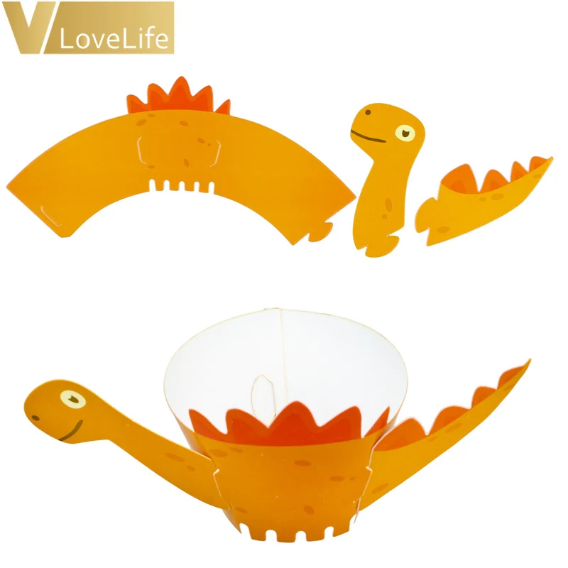 12 шт. в упаковке Бумага динозавр обертка для кексов дня рождения праздничный торт