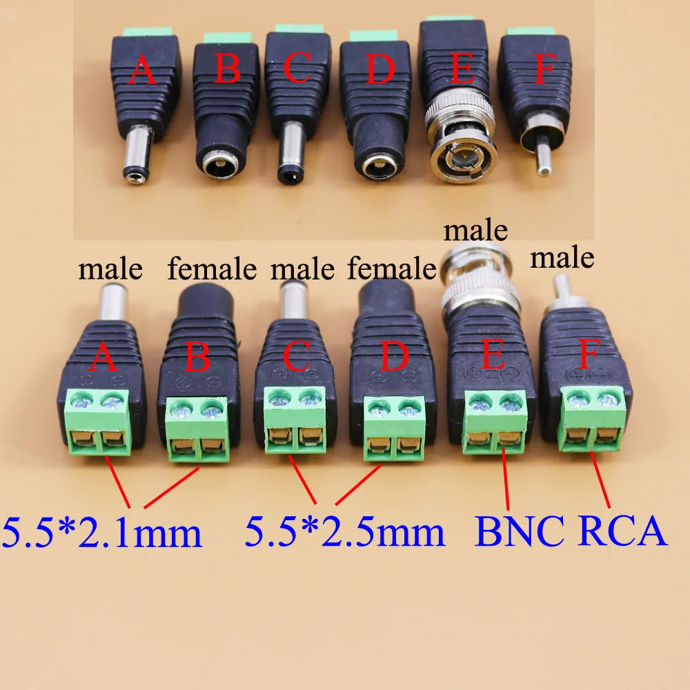 YuXi male and female DC Power plug 5.5 x 2.1MM 5.5*2.5MM BNC/RCA 12V 24V Jack Adapter Connector Plug | Компьютеры и офис