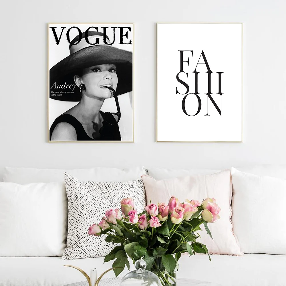 Куадрос украшение Vogue Хепберн плакаты и принты на холсте Живопись Мода рисунок стены Искусство Печать картины для гостиной