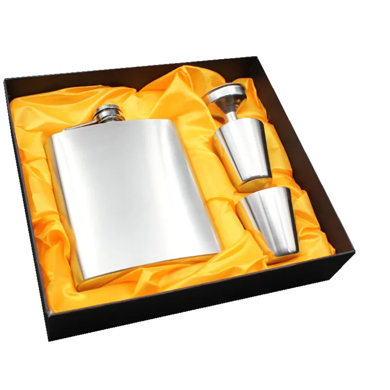 

Bpa Free 7oz Whisky Lmprint Liquor Flagon Cccp Stainless Steel Glossy Face Alcohol Hip Flask SET With Gift Box