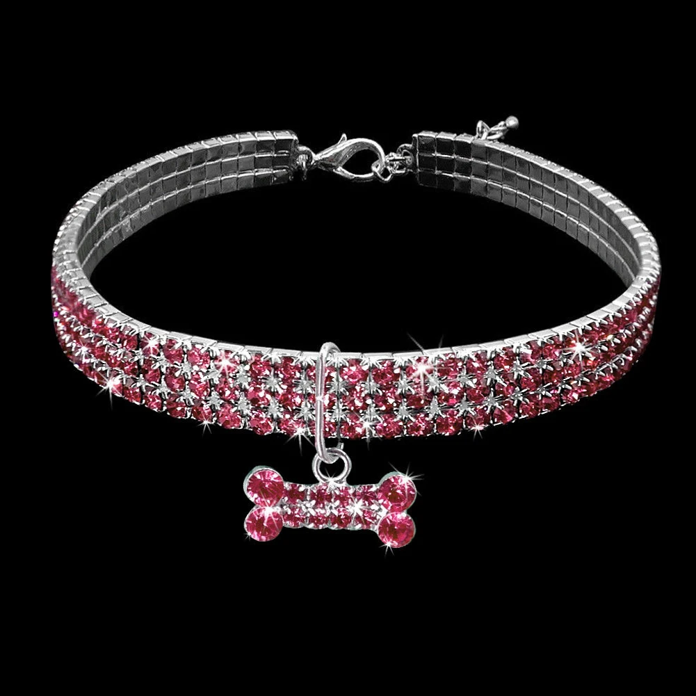 Pink 20 см 25 см x 35 см Luxuries/блестящими стразами ошейник для Собаки Воротник Подвеска для домашних животных аксессуары для щенков белого и розового цвета - Цвет: Pink