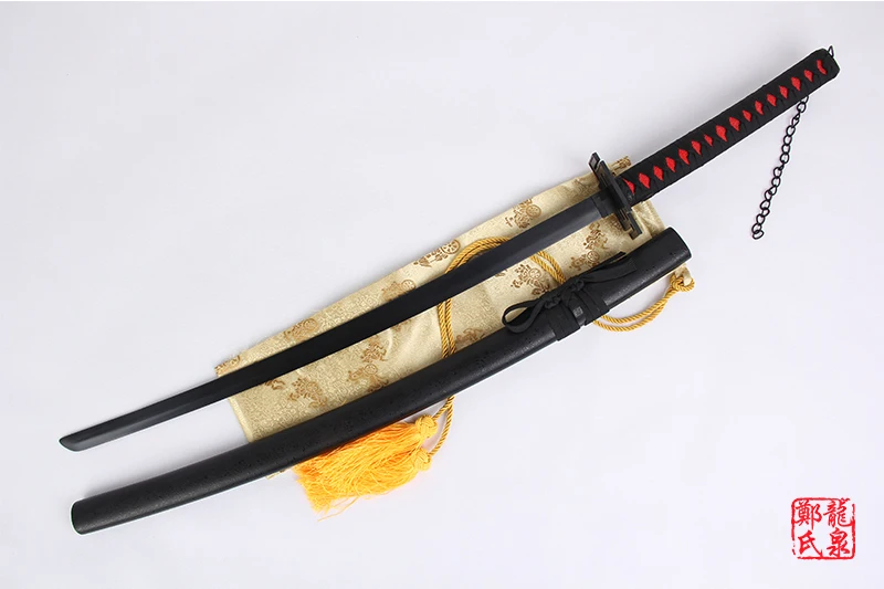 Japanese katana 41" Bleach Anime Kurosaki Ichigo Tensa Zangetsu Sword carbon steel cosplay decorative Christmas Supply No Sharp