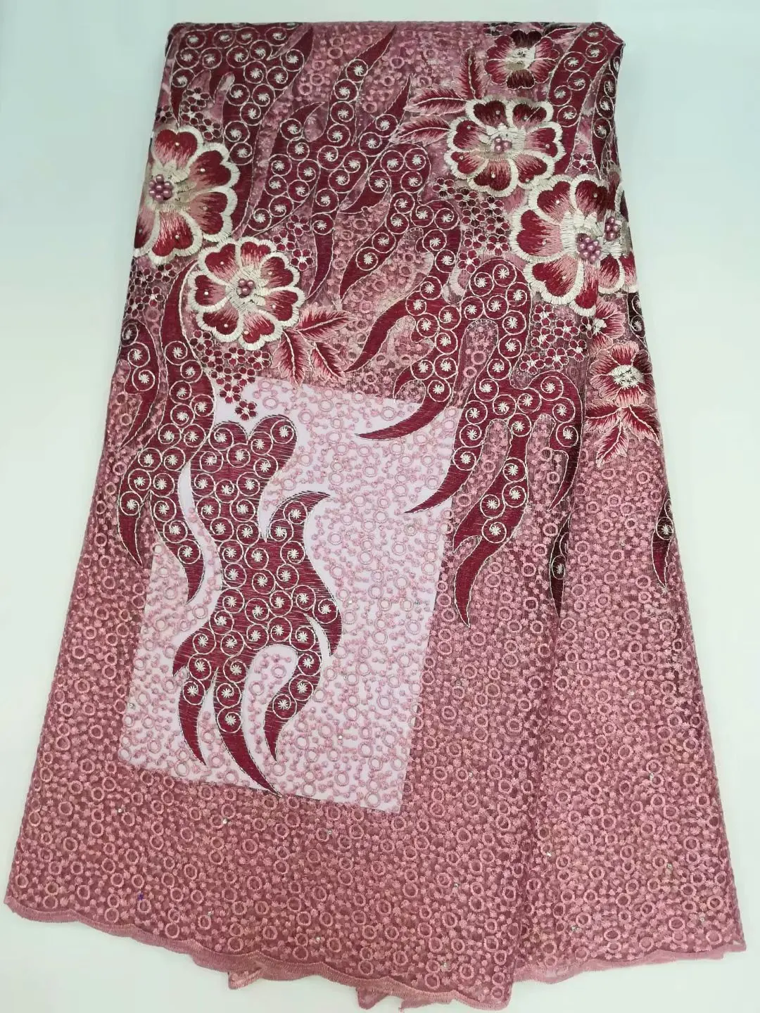 2018 Cheap price African tulle lace flowers pattern rope african french net fabric with stones and beads | Дом и сад