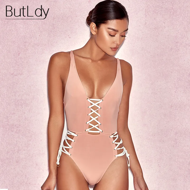 Комбинезон на бретелях со шнуровкой женский сексуальный боди с открытыми