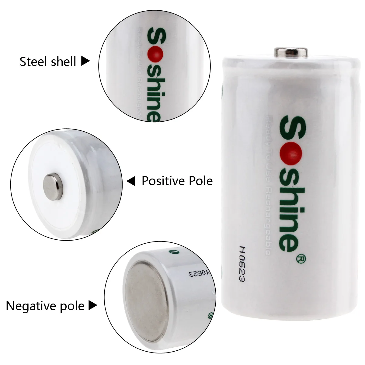 4 pcs original Soshine D/R20 Size Rechargeable Batteries NiMH 11000mAh battery 1.2V Higher Current Capabilities Battery White |