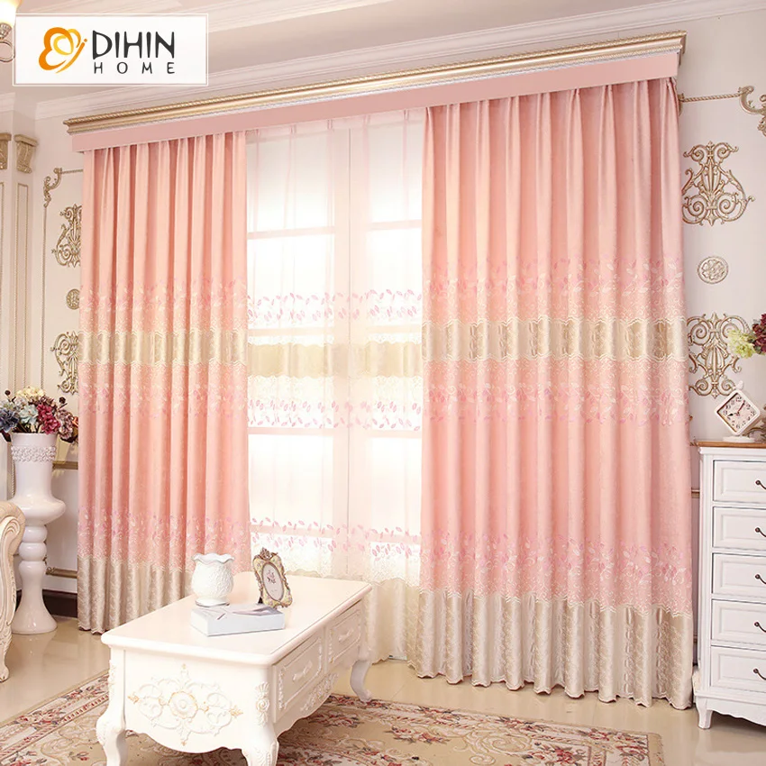 Шторы с вышивкой DIHIN HOME роскошные европейские занавески розового цвета для