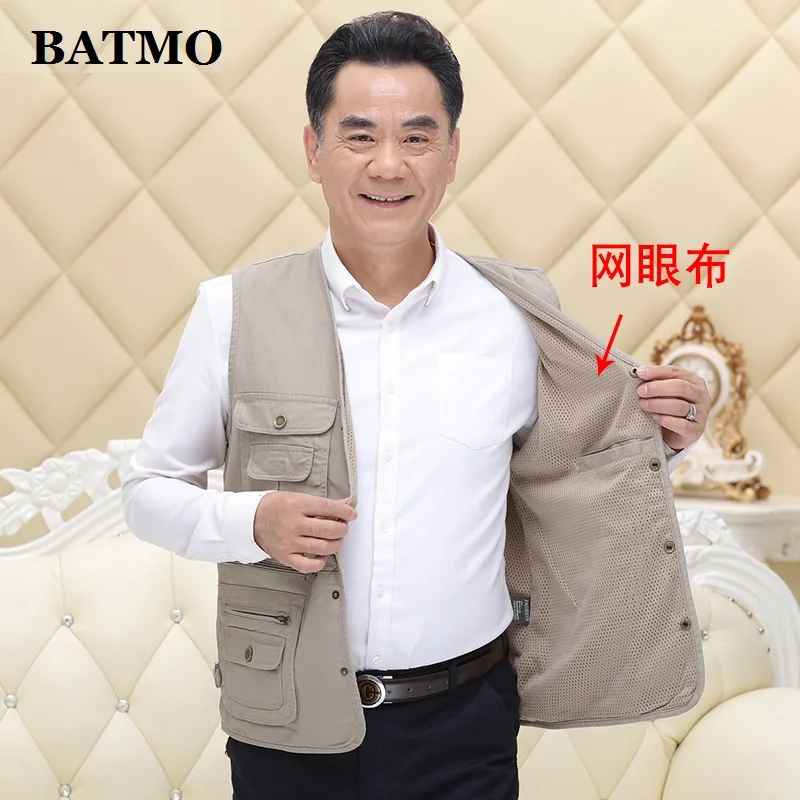 BATMO 2019 new arrival high quality 100% cotton fishing vest many pockets outdoor jackets plus-size XL-4XL BGW05 | Мужская одежда