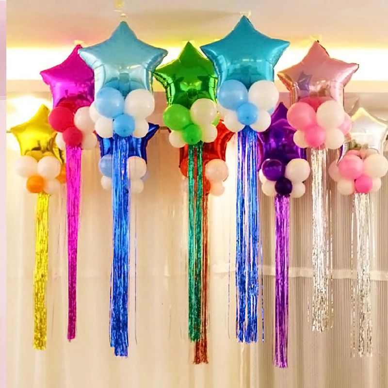 10 шт./лот ленты-занавески с золотыми/серебряными кисточками алюминиевая пленка