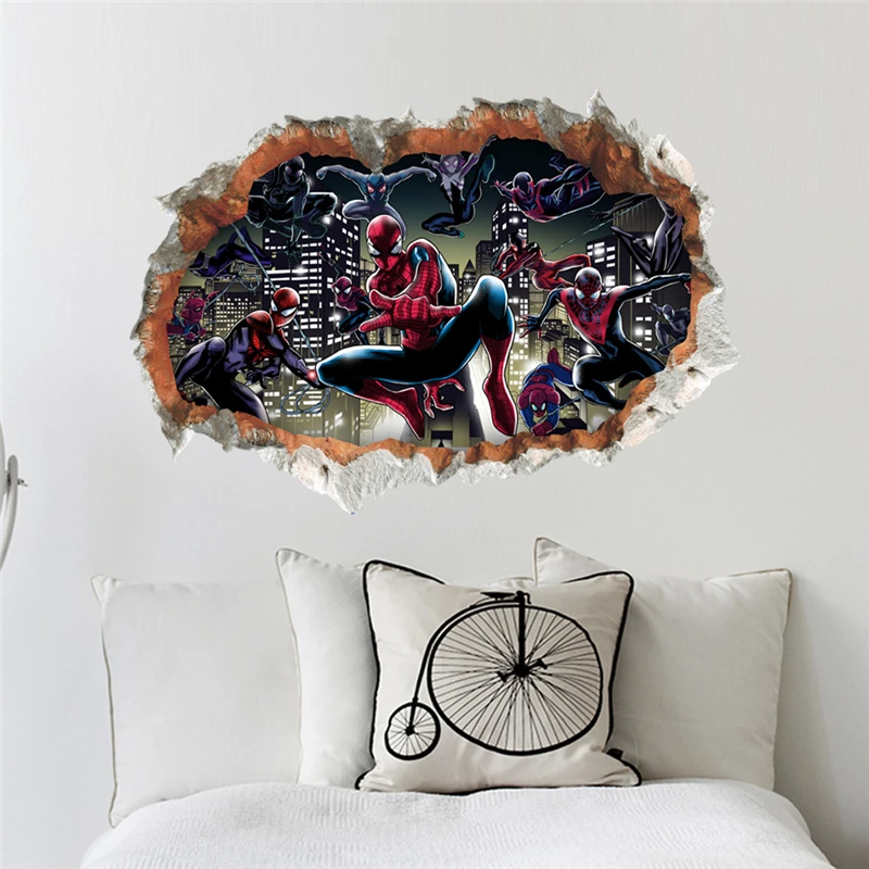 3d &quotЧеловек-паук&quot breaking через 50*70 см наклейки на стены Дети номера Детская home decor