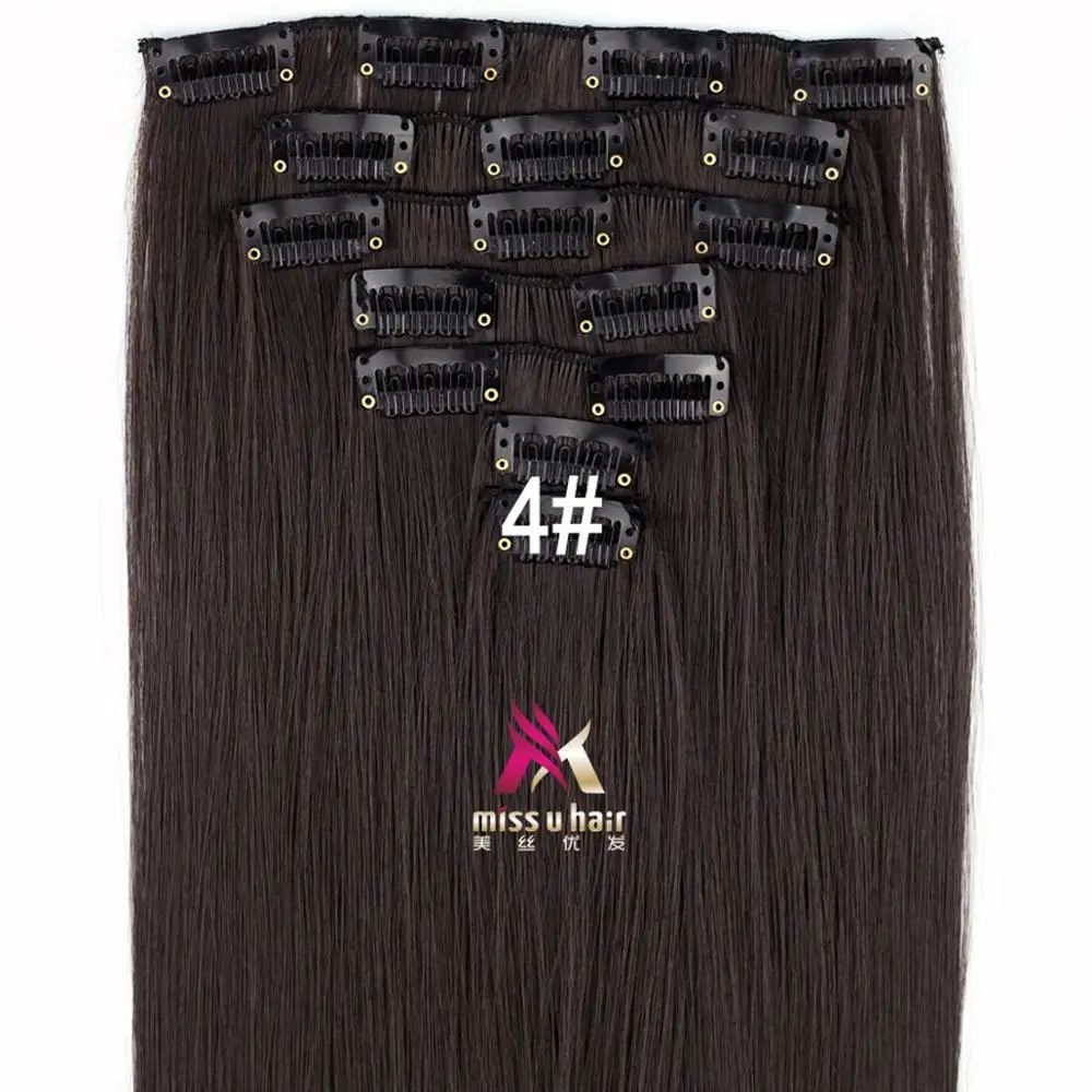W2-A06 Miss U Hair 2" 130 г-135 г женский длинный прямой синтетический зажим на наращивание волос штук 7 шт./компл. Термостойкое волокно - Цвет: W2-A06