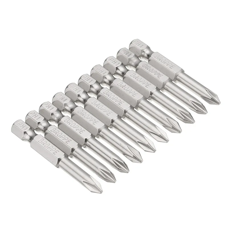 BROPPE 10 шт. PH1 3/4/5/6 мм, отвертка, биты, 1/4 ''шестигранным хвостовиком диаметром 50 мм Магнитная отвертка с крестообразным биты прочный