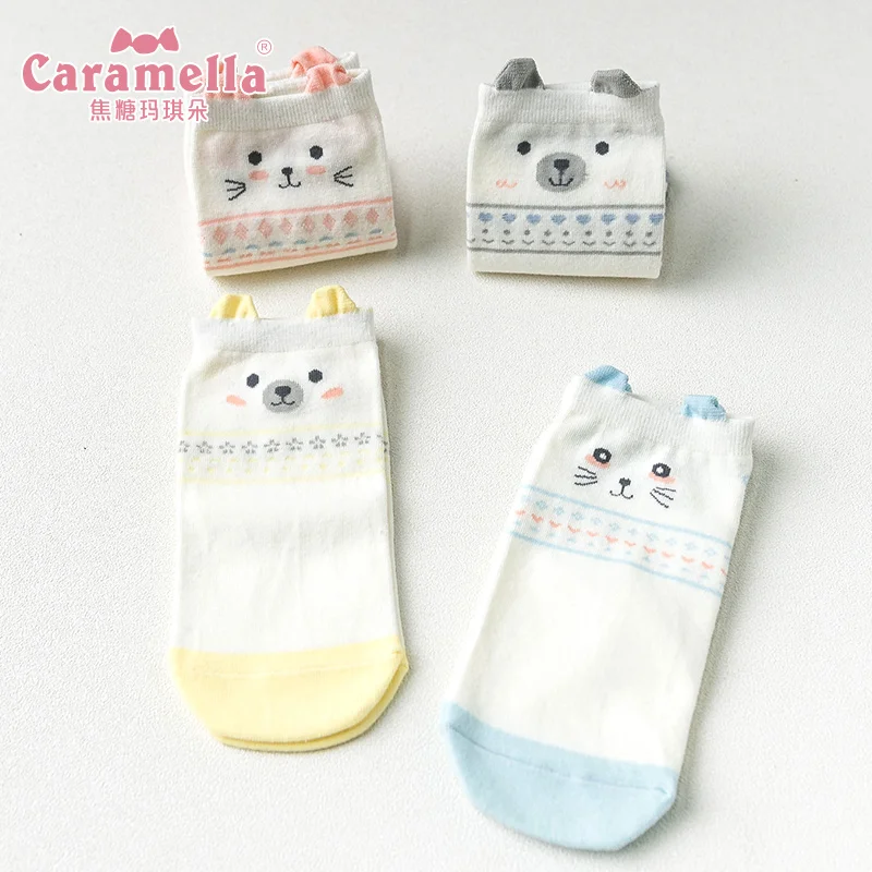 Caramella 2019 Фирменная Новинка 4 пар/лот Для женщин весенние летние носки 3D с героями
