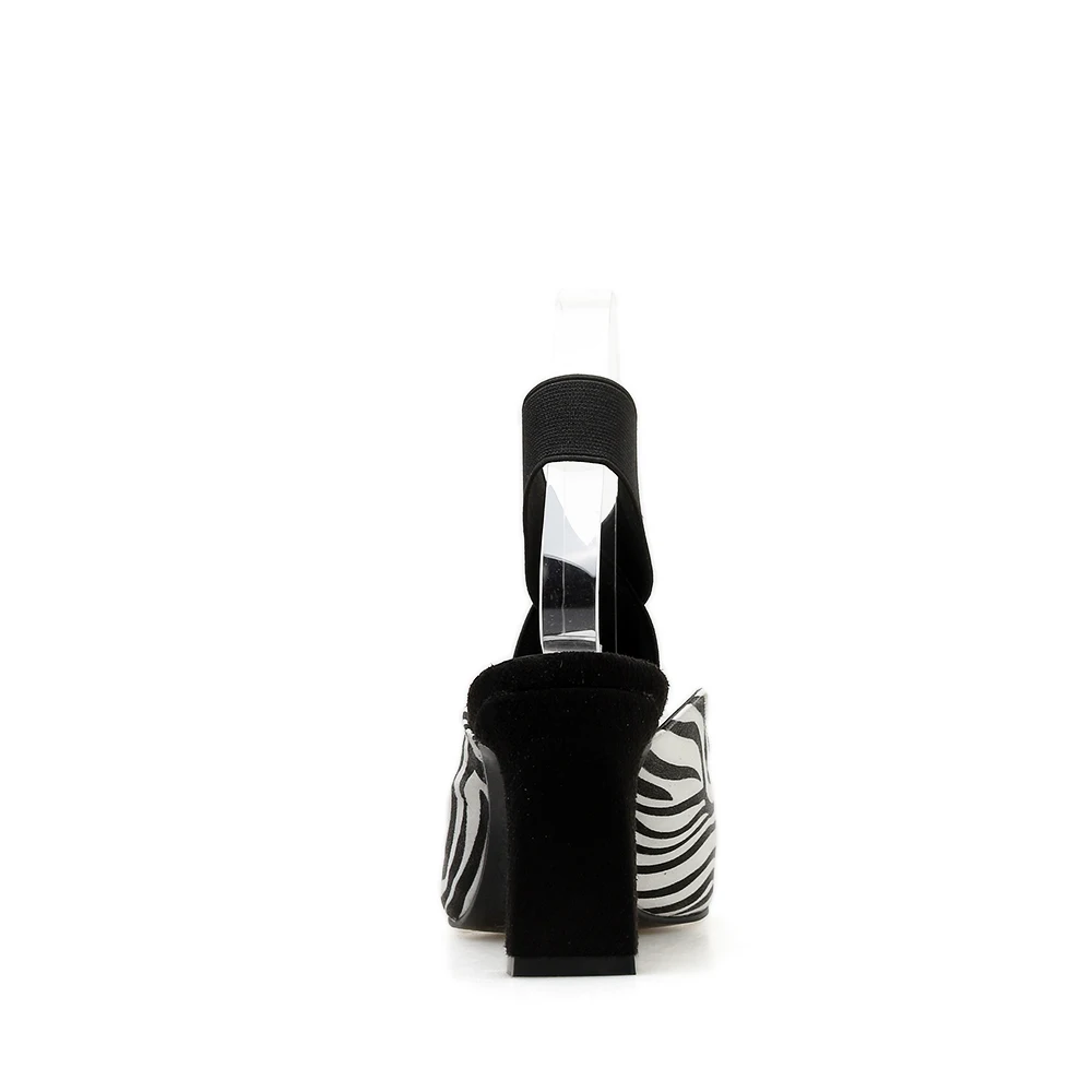 MIULAMIULA Brand Designers 2019 Summer Black White Striped High Square Heels Woman Pointed Shoes Cross Tie Lady Sandals 35-40 | Обувь