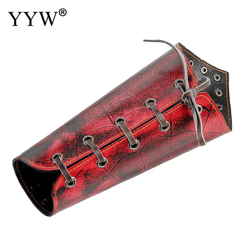 YYW косплей реквизит из искусственной кожи Bracers зашнуровать руку манжеты Перекрещенные завязки Spiderweb стимпанк средневековая мода красный браслет