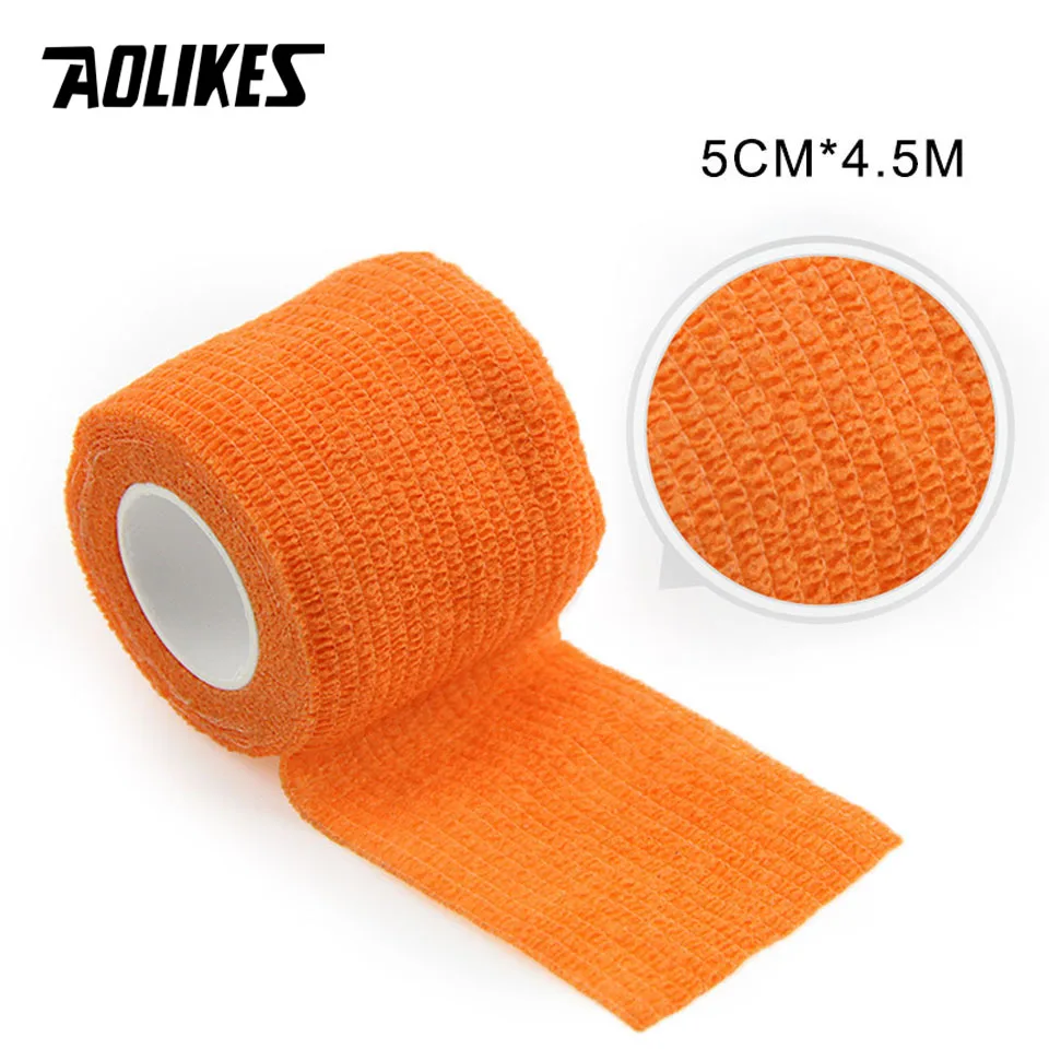 Orange AOLIKES 5 см* 450 см самоклеющиеся эластичные бинты из нетканого материала кинезиологическая лента Защитное снаряжение колено локоть поддержка травмирования колодки - Цвет: Orange