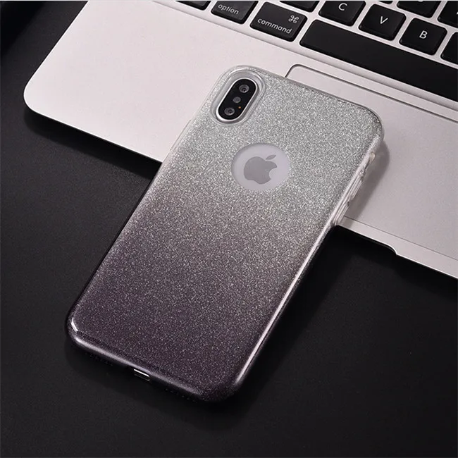 Coffee Блестящий Мягкий чехол из ТПУ с градиентом для iPhone X, силиконовый чехол для iPhone 5, 5S, 5SE, 6, 6 S, 7, 8 Plus, задняя крышка для телефона, чехол s, Capa, Fundas - Цвет: Coffee