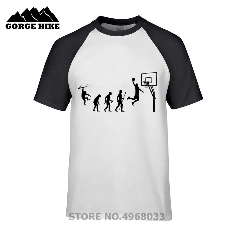 Фракция круглый вырез 100% хлопок футболки Born to Play Эволюция баскетбола забавная