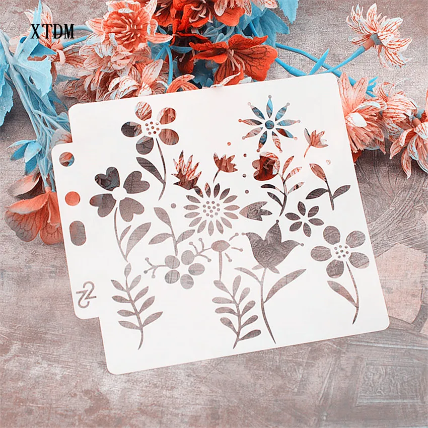 Leaves and flowers plastic mold shield DIY cake scrapbook stencils hollow Embellishments printing lace ruler Valentine's Day | Дом и сад