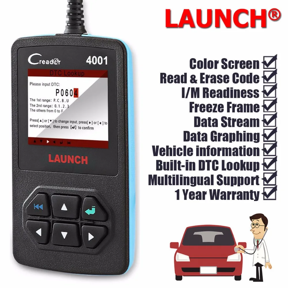 Launch Creader 4001 OBD2 сканер автомобильный считыватель кодов Автомобильный