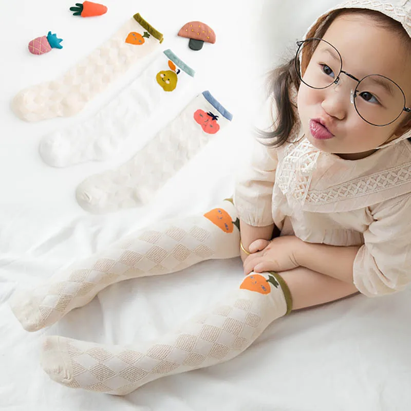 SLKMSWMDJ/Новые летние хлопковые тонкие детские чулки выше колена с цветочным