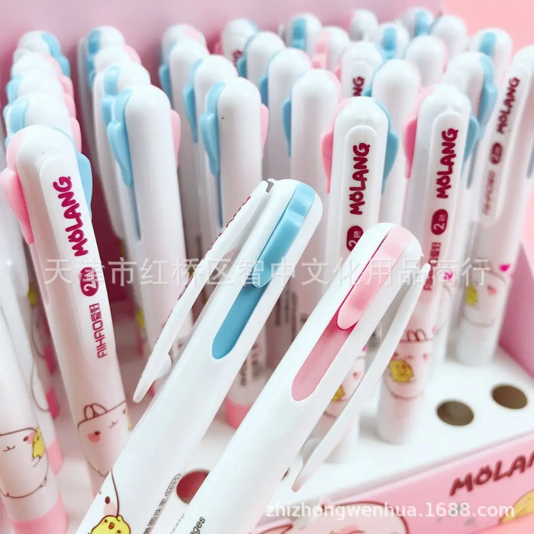 2 шт./лот Molang двойной красный синий 2 цвета короткая и толстая шариковая ручка школьные офисные принадлежности подарок канцелярские принадлежности Papelaria Escolar
