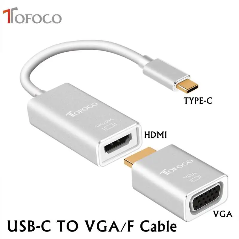 Кабель TOFOCO 3 в 1 с Usb C типа на VGA/F поддержка 4K * 2K переходник HDMI VGA адаптер для Macbook Pro