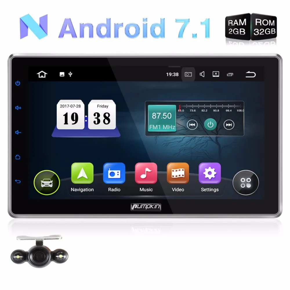Тыквы 2 Din 10 1 'ɺndroid 7 универсальный автомобильный Радио нет dvd-плеер gps