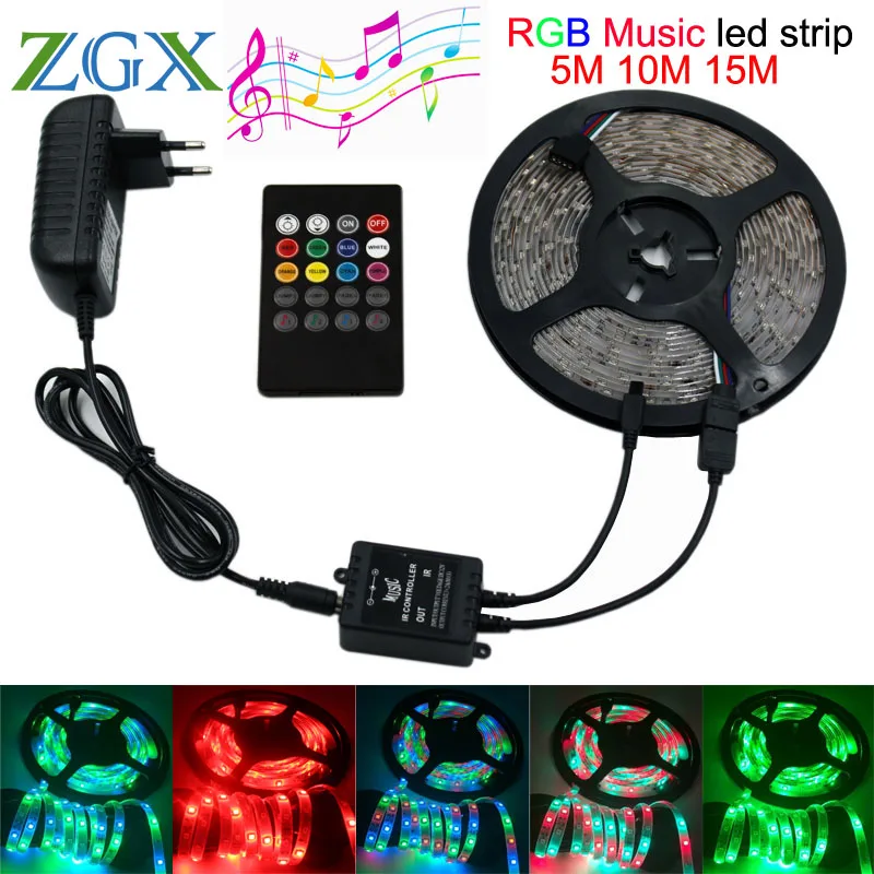 SMD 3528 RGB музыка синхронизация Светодиодные ленты светильник 5 м 10 15 М: 60