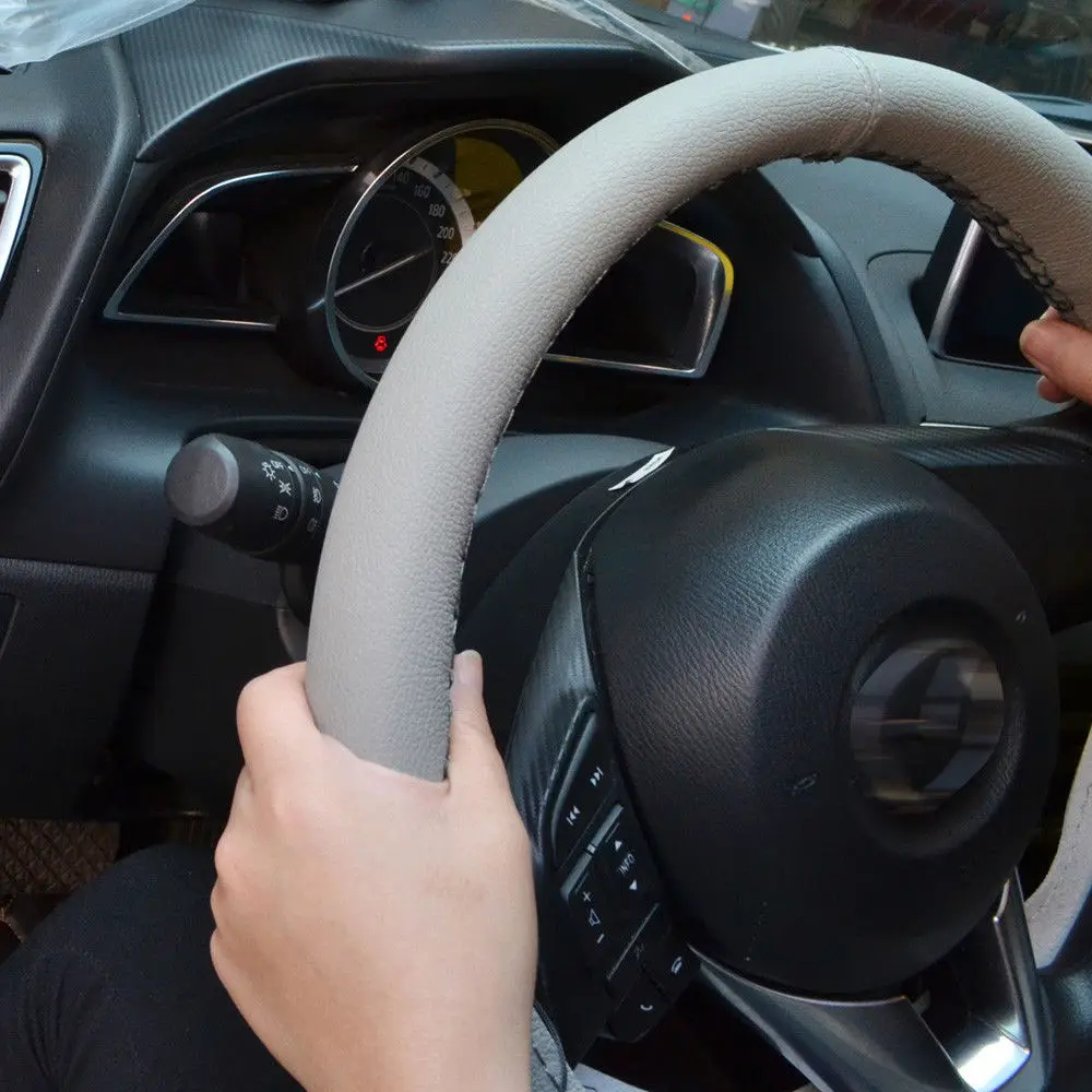 FLY5D 38Cm DIY Leather Car Steering Wheel Hight Quality Non-Slip Covers With Needle and Thread Auto Accessories | Автомобили и