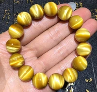 natural gold yellow tigers eye bracelet women men power crystal big round bead bracelet 10mm 12mm 14mm 16mm aaaaa