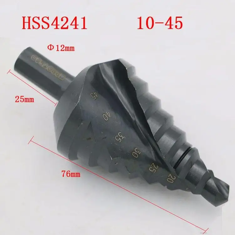 

10-45 HSS 4241 Steel Step Cone Black Drill Bit Cut Tool Set Hole Cutter for soft metal