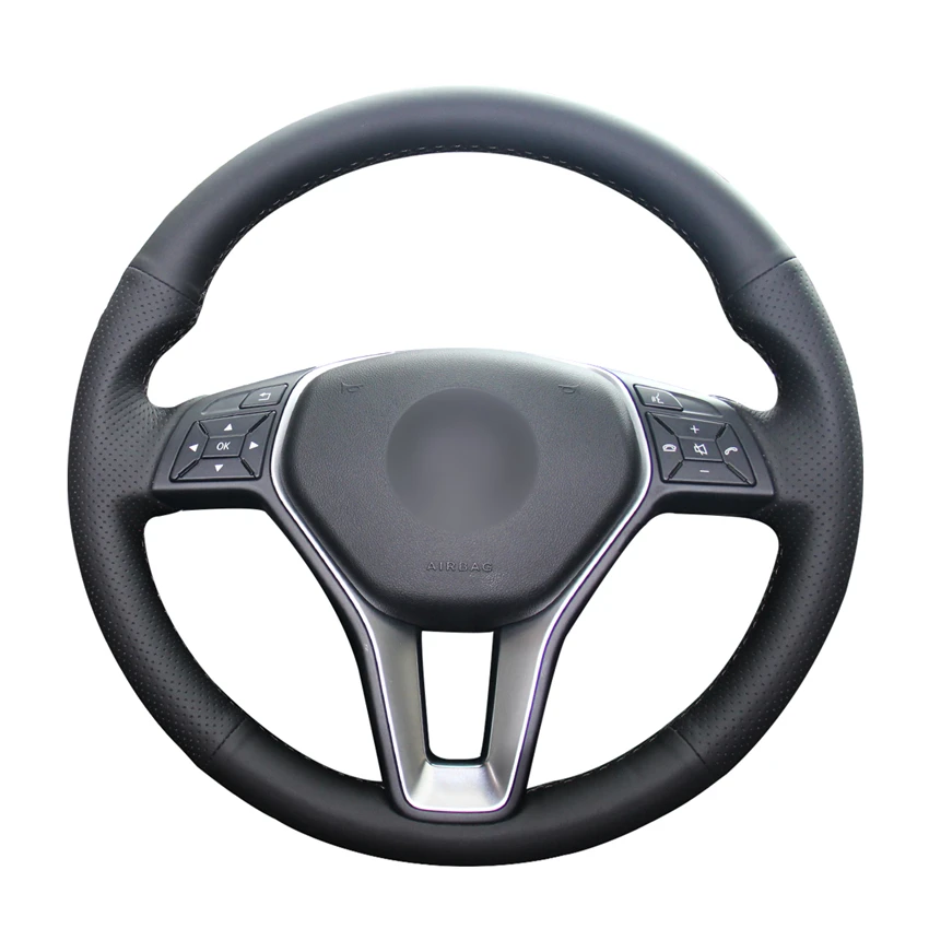 

Hand-stitched Black PU Artificial Leather Car Steering Wheel Cover for Mercedes BenzW176 W246 C-Class W204 C117 C218 X218 W212