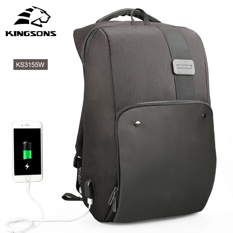 Kingsons USB Порты и разъёмы 15.6 дюймов Водонепроницаемый ноутбук рюкзак для Для мужчин