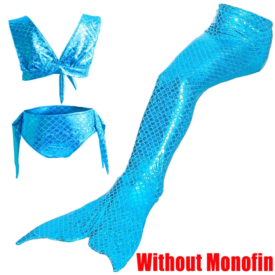 3pcs Without Monofin Детский купальный Купальник для косплея с хвостом русалки для девочек, купальный костюм с монофина - Цвет: 3pcs Without Monofin