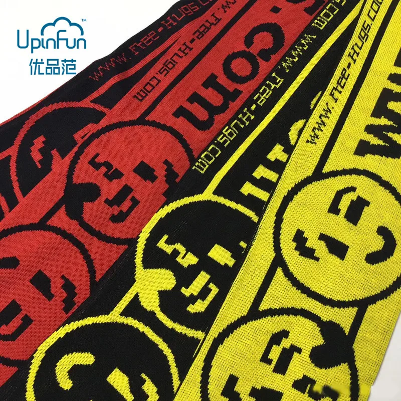 Зимний удлиненный женский шарф из искусственного кашемира с надписью смайлика и