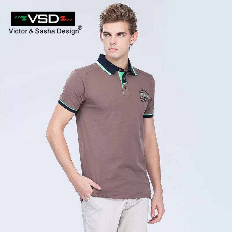 VSD Летние Мужчины Вышивка Polo Рубашки С Коротким Рукавом Известный Бренд Большой