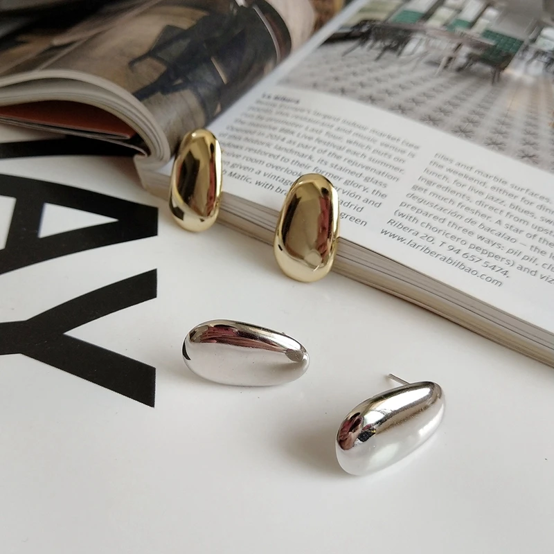 Женские Овальные Глянцевые серьги гвоздики LouLeur простые креативные элегантные