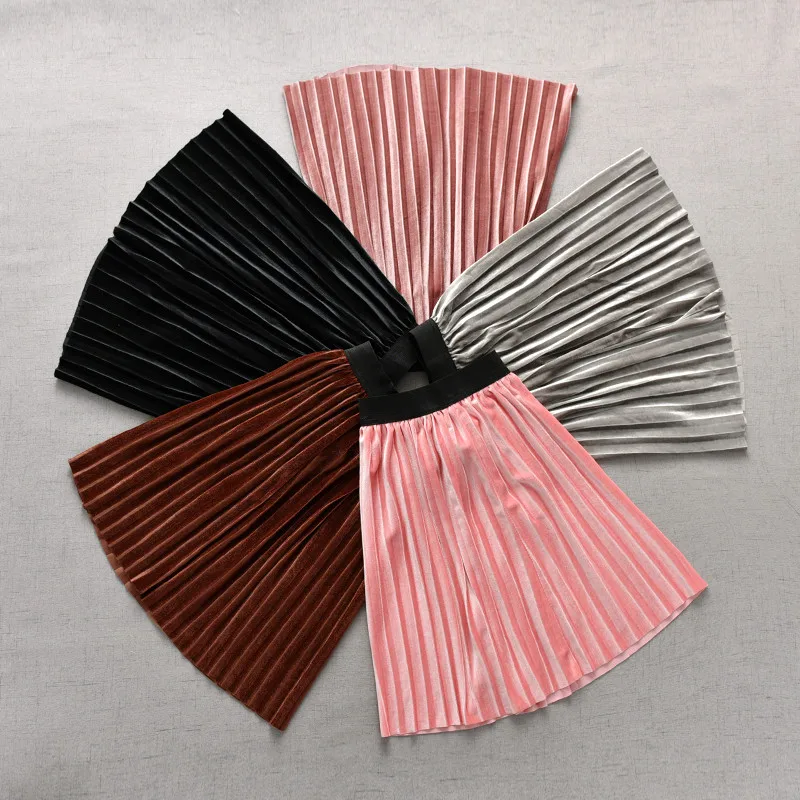 Длинная Вельветовая юбка для девочек на возраст 2-11 лет бальная в складку