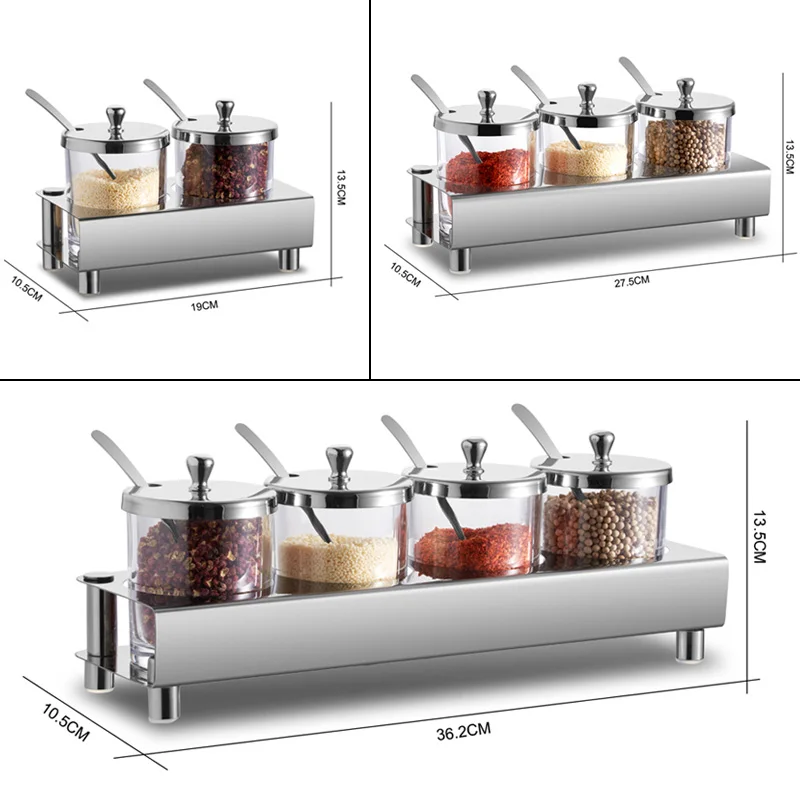 304 полка из нержавеющей стали со стеклянной баночкой для специй набор
