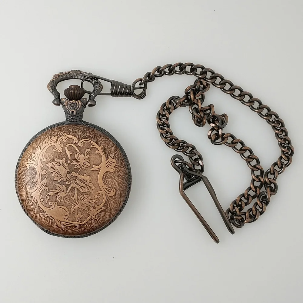 Античная Бронза Год Сбора Винограда Кварцевые карманные часы Мужские Карманные