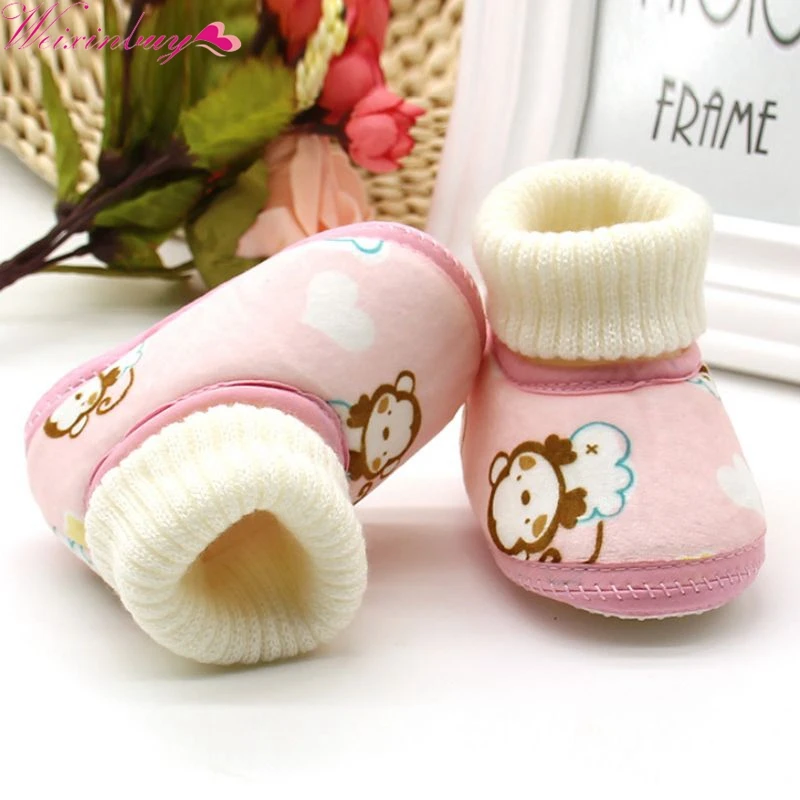

0-18Months Winter First Walkers Baby Ankle Snow Boots Fleece Shoes Winter Baby Boots Infants Warm Fur Wool Booties