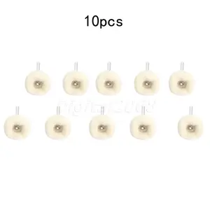 Полировальная головка с хвостовиком из тонкой шерсти, насадка 1 дюйм для полировки драгоценных металлов и драгоценных камней, подходит для вращающихся инструментов Dremel, аксессуары, 10 шт.