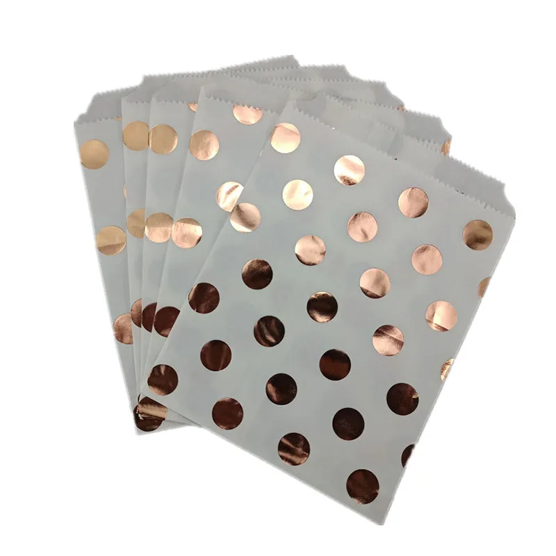 Daai08 Polka dots 25 шт. металлические розовые золотые фольгированные бумажные подарочные сумки для конфет на день рождения, свадьбу, вечеринку, Настольные принадлежности - Цвет: Daai08 Polka dots