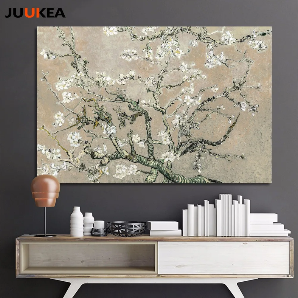 Ван Гог большой Размеры серый абрикос цвести дерево Печать холст Картина Книги