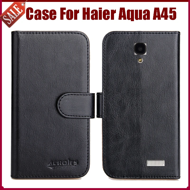 hot sale haier aqua a45 case 6 colors high quality flip leather protective phone cover for haier aqua a45 case free global shipping