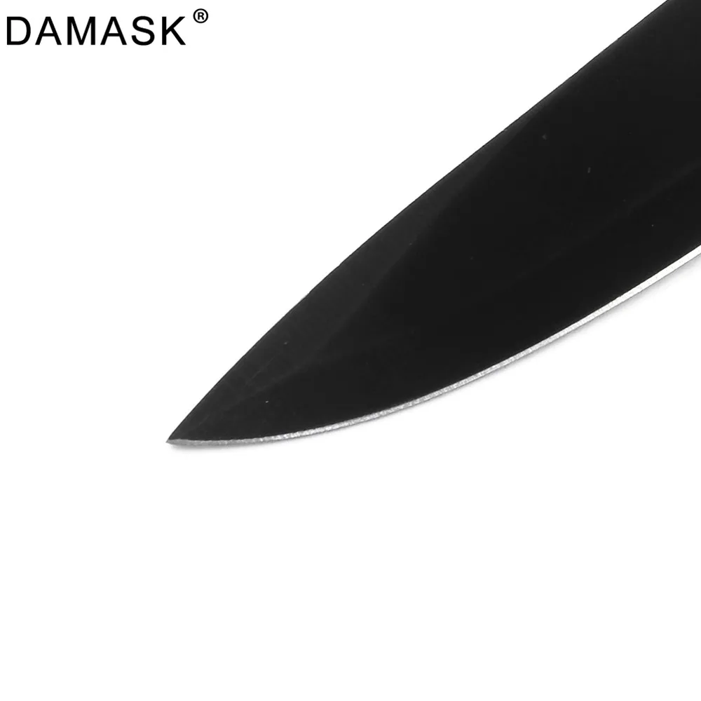 Damask черный открытый прямой нож для выживания военный фиксированный лезвие из