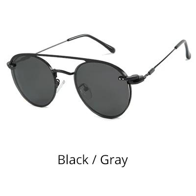 Black - Gray Ralferty,, Ретро стиль, круглые солнцезащитные очки, женские, поляризационные, на магните, на застежке, солнцезащитные очки для женщин, женские, по рецепту, черные, D062 - Цвет линз: Black - Gray